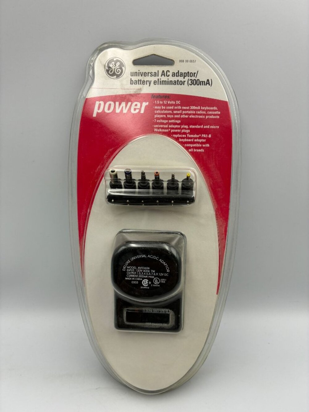 GE Universal AC Adaptor/Battery Eliminator 300mA Adjustable Voltage Settings
